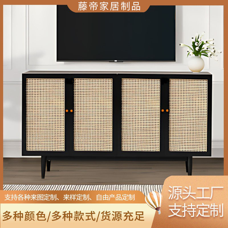 北欧藤编简约客厅玄关储物柜
