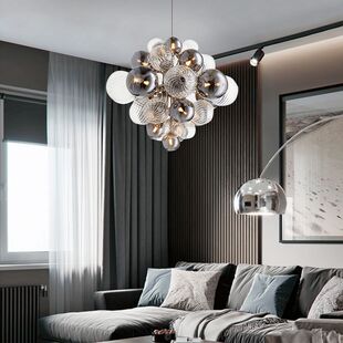 后现代客厅灯北欧创意餐厅吊灯设计师卧室样板房玻璃球魔豆分子灯