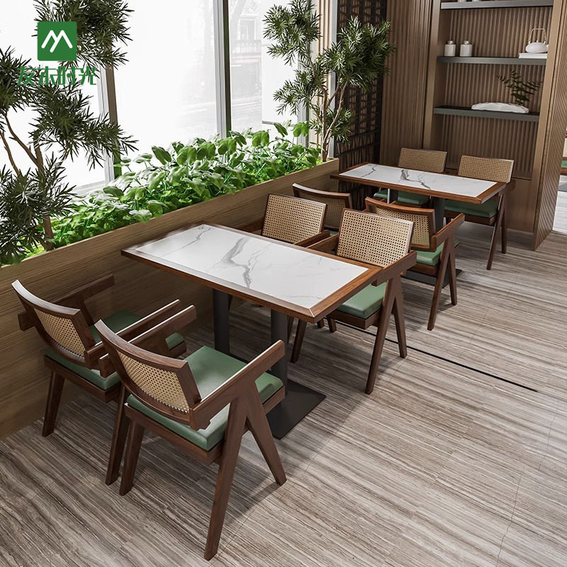 茶餐厅卡座沙发连锁私房菜火锅店岩板餐桌咖啡厅主题餐厅桌椅组合