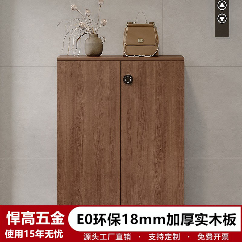 轻奢家用门外电梯口密码锁鞋柜入户收纳置物柜大容量实木鞋架