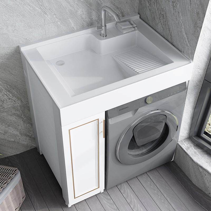 新款太空铝洗衣柜小户型阳台洗衣机柜整体组合洗手洗脸池一体台盆