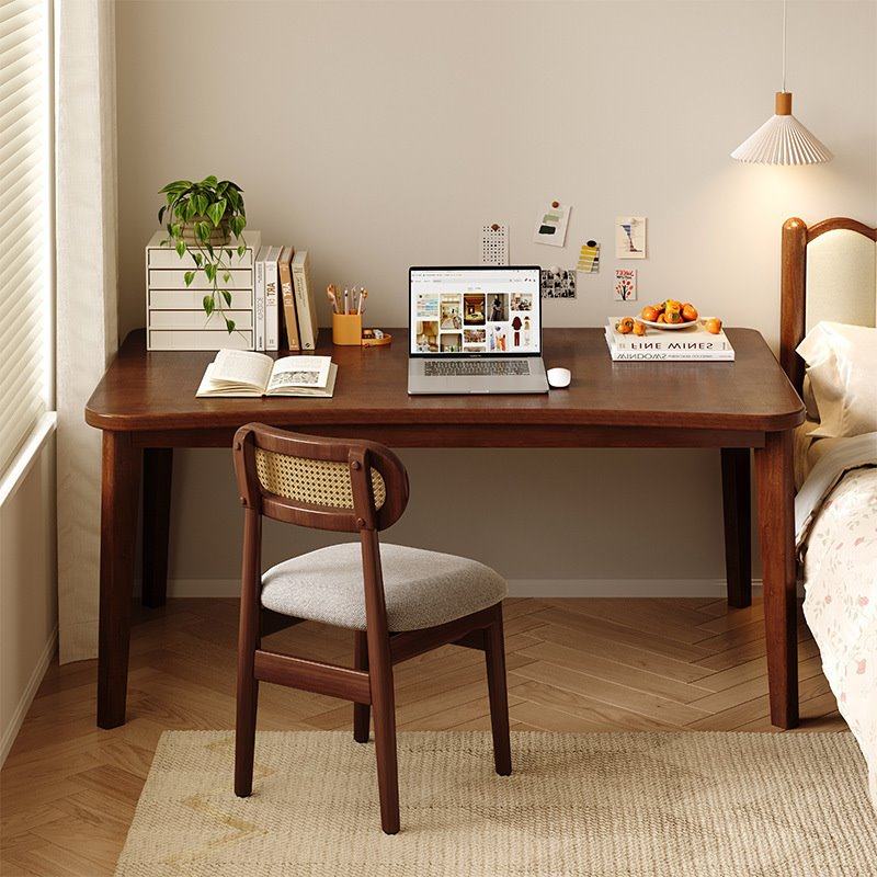 小户型家用实木书桌台式电脑桌卧室简易学习桌子成人办公靠墙窄桌