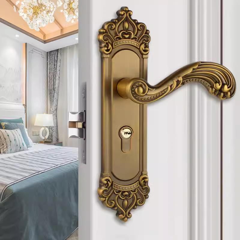 欧式复古房门锁可调节免改孔家用室内卧室木门把手锁办公室门换锁