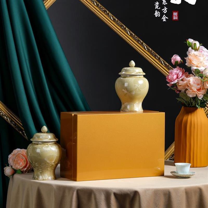 东方韵双罐高端结晶陶瓷钢琴烤漆木盒绿茶红茶空包装通用茶叶礼盒