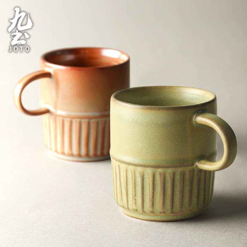 九土日式手工陶瓷咖啡杯简约复古粗陶马克杯水杯子情侣对杯女家用