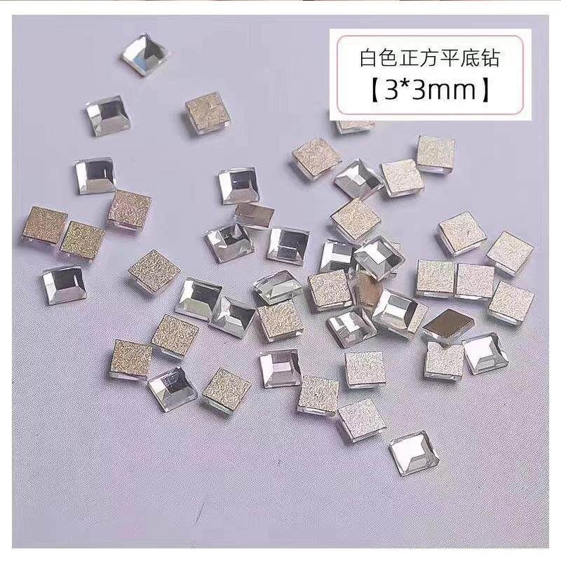 小方钻方形美甲钻饰品异形钻水钻小号指尖钻平底钻饰异型钻银色钻