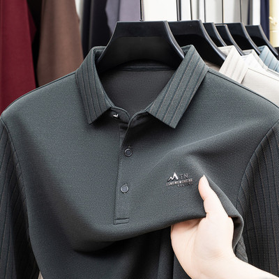 LUXURY PIG中年爸爸长袖T恤春秋季新款男士翻领POLO衫上衣服55188