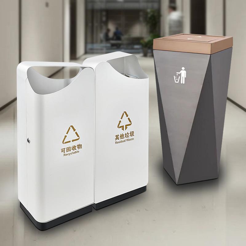 南方座地摇盖垃圾桶不锈钢分类果皮箱不锈钢商场垃圾筒商用电梯口