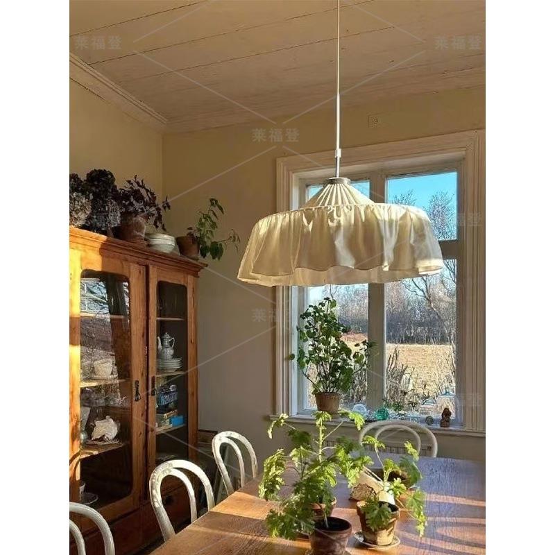 法式奶油风餐厅吊灯设计师客厅卧室书房咖啡店日式复古布艺灯具