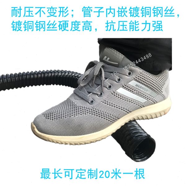 黑色PU聚氨酯风管镀铜钢丝软管木屑塑料颗粒砂石玻璃渣吸料吸尘管