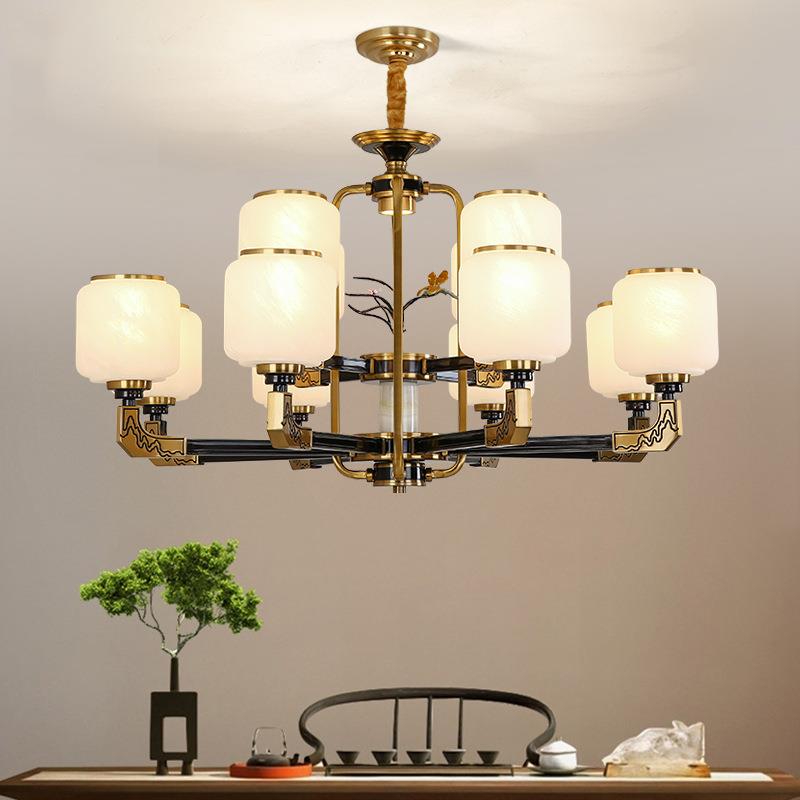 新中式简约复古客厅吊灯宋代清新淡雅卧室书房灯锌合金别墅餐厅灯
