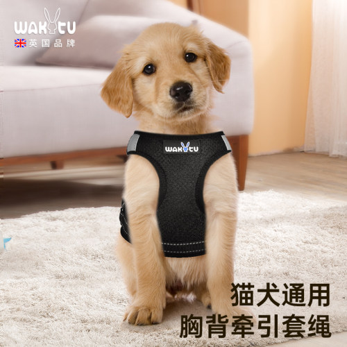 wakytu小型犬牵引绳胸背带