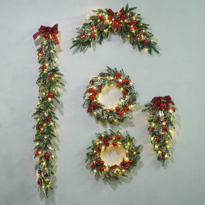 圣诞氛围装扮藤圈花环门挂圣诞节装饰品场景布置藤条花圈墙壁挂饰