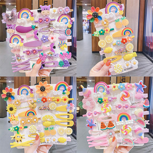 儿童发夹卡通可爱宝宝小朋友发卡花朵清新甜美学生边夹 14件套装