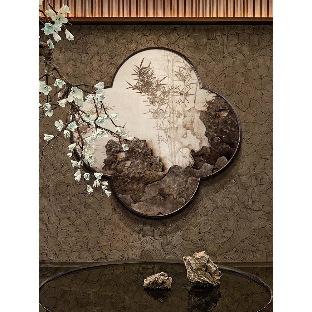 新走中式户道玄关花背形入装别画餐厅过廊墙实物景57994术梅墅艺