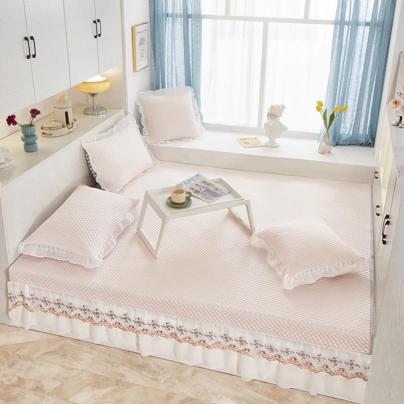 席夏空季榻榻席席米凉冰豆丝三件可水席感洗套折叠软凉调豆63965