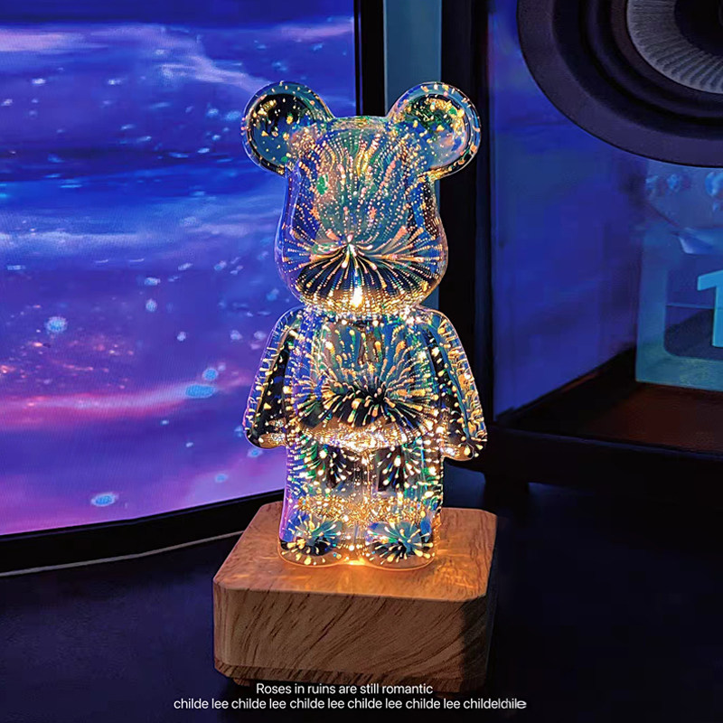 烟火熊摆件七彩发光暴力熊创意蓝牙音响卧室装饰品送女生生日礼物