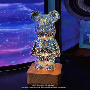 烟火熊摆件七彩发光暴力熊创意蓝牙音响卧室装饰品送女生生日礼物
