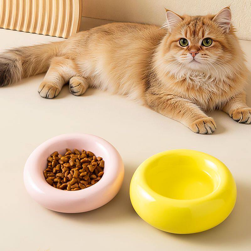 甜甜圈猫碗狗碗浅口碗慢食碗猫咪饭碗陶瓷宠物碗吃饭碗喝水碗粮碗