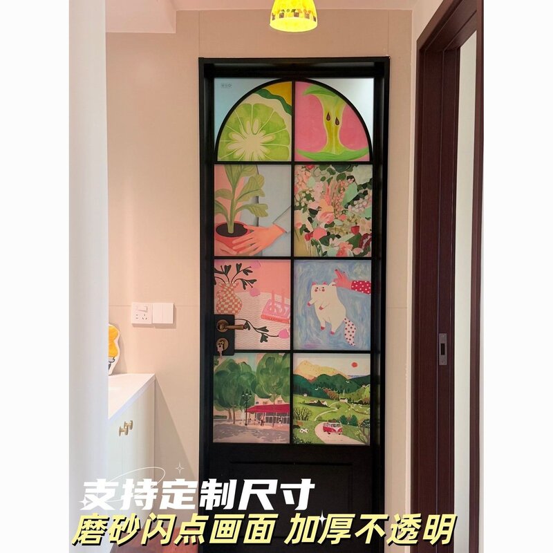 入户门改造清新防窥门贴纸卫生间玻璃贴氛围感浴室装饰贴画