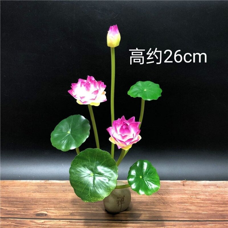仿真塑料布荷花创意摆件家庭佛像酒店餐厅装饰假花