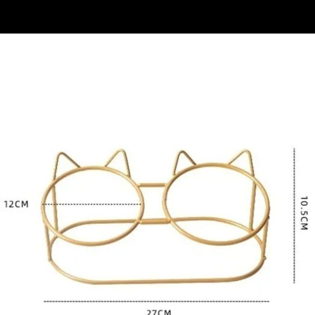 铁艺陶瓷宠物高脚护颈双碗打翻猫狗食盆猫碗陶瓷猫咪饭碗狗碗