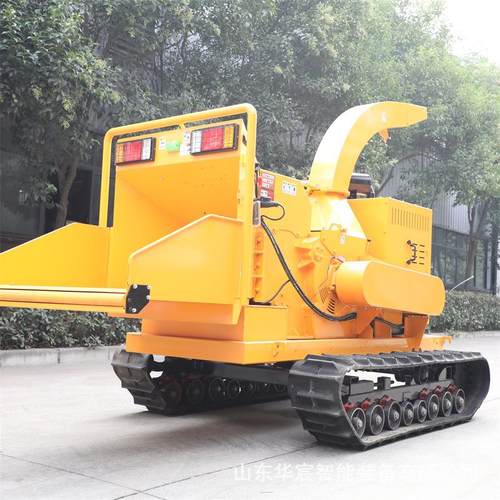 遥控树枝粉碎机园林枝条碎木机移动树木秸秆破碎机果园履带碎枝机