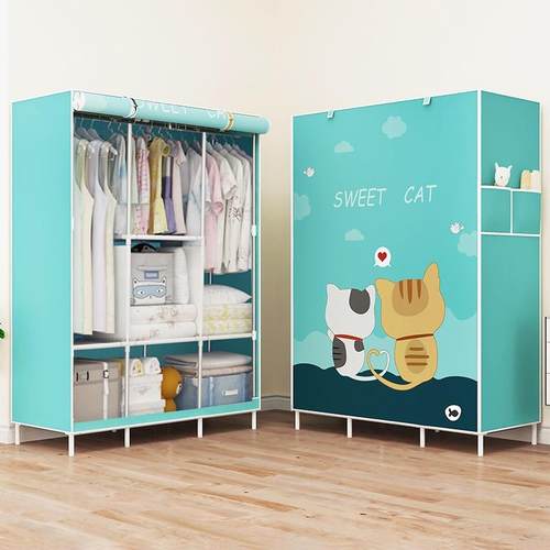 简易衣柜加固收纳无纺布布衣柜单双挂款衣橱组装衣柜封闭防尘