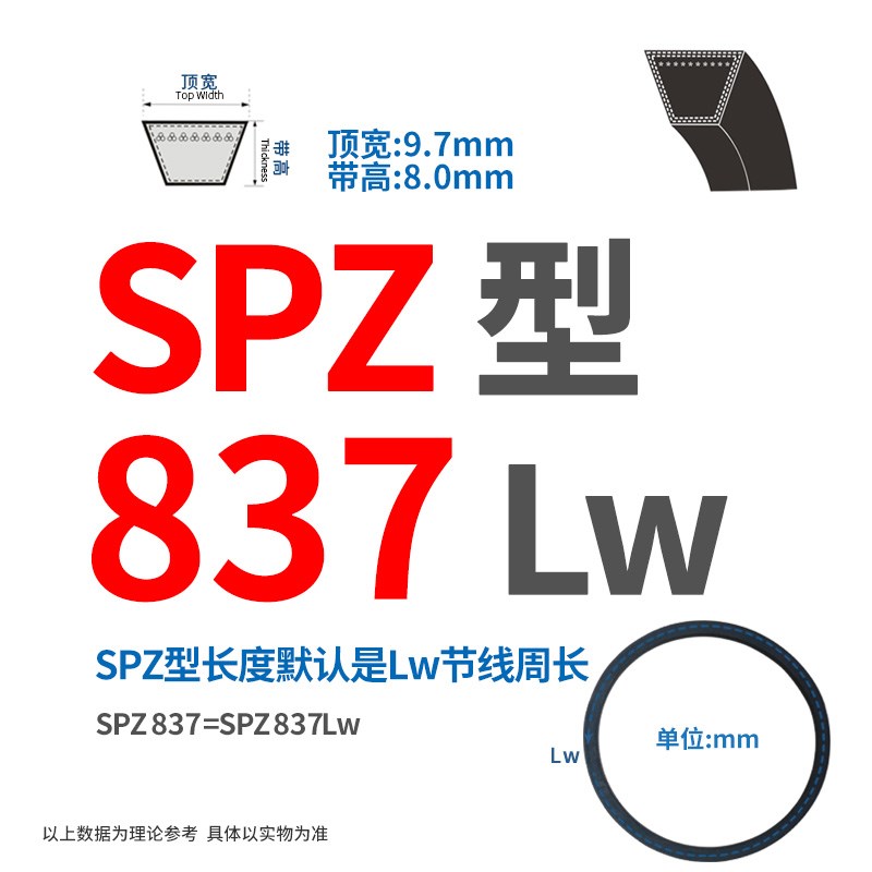 三角带SPZ/825/837/862/887/912/937/962/987/Lw传动皮带空调风机