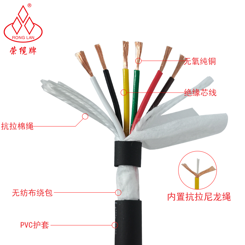 TRVV柔性拖链电缆线2/3/4/5/6芯0.2平方抗拉耐X折抗油污防水