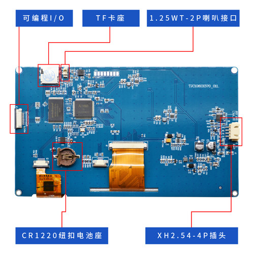 TJC1060X570_011C 7.0英寸IPS屏 电容显示屏 1024*600 串口显示屏