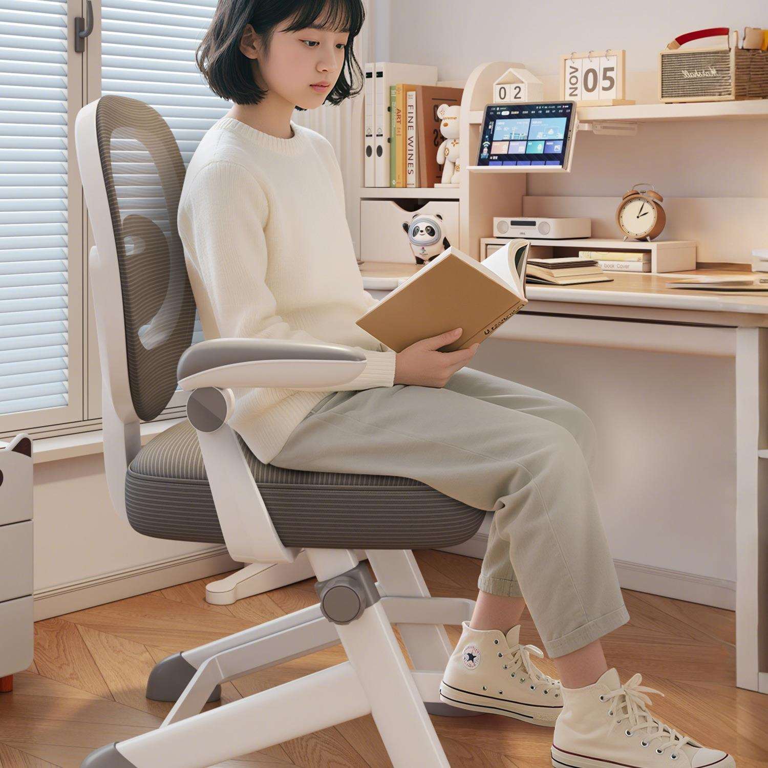 儿童学习椅子家用小学生写字椅升降矫正坐姿座椅可调节靠背椅
