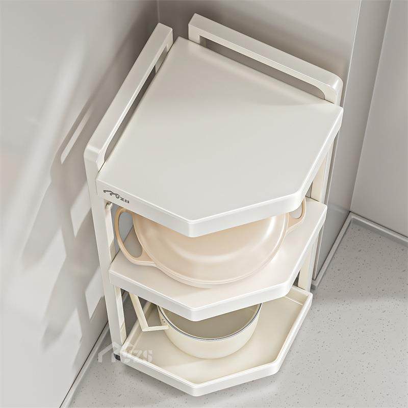 锅具收纳架厨房三脚架转角置物架下水槽多层锅架橱柜放锅分层架子