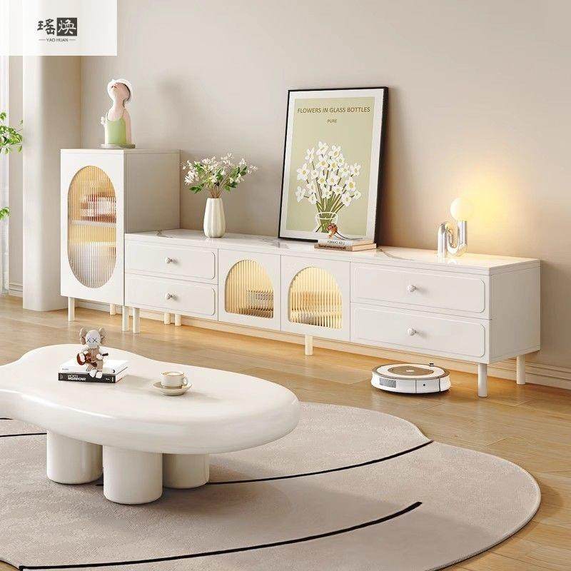 落地电视柜茶几套装新款奶油风家用小户型客厅云朵茶几轻奢组合柜