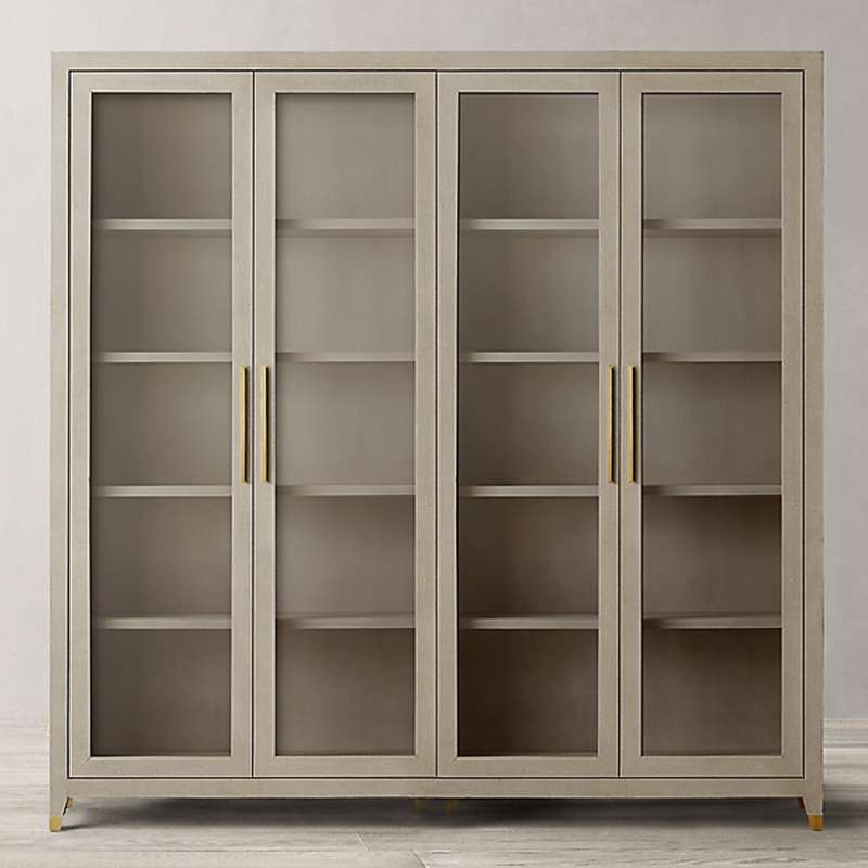 美式橡木书柜别墅家具卧室客厅组合储物书柜门厅展示柜法式餐边柜