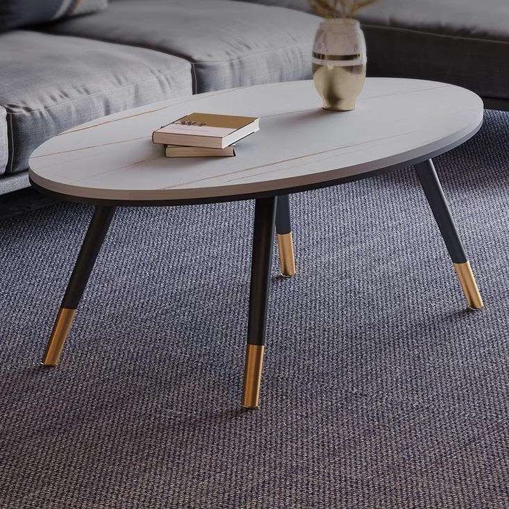 轻奢岩板铁艺小茶几网红简约现代极简椭圆形大理石客厅家用小户型