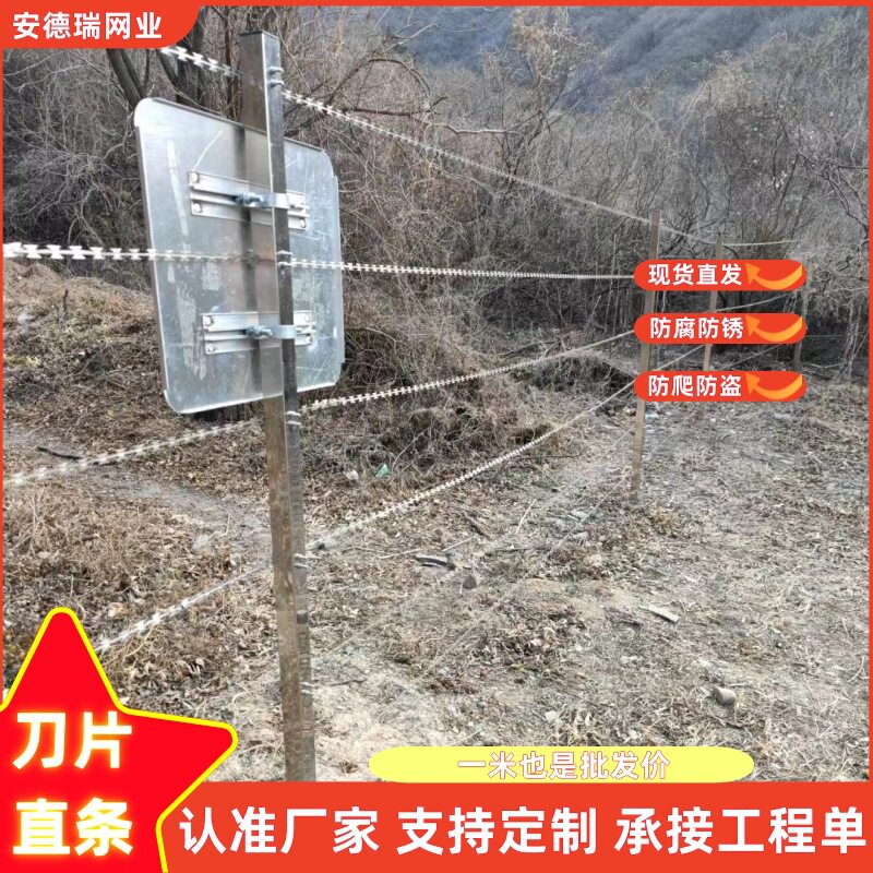 果园直线型热镀锌加厚带刺铁丝网家用围墙防爬防盗不锈钢刀片刺绳