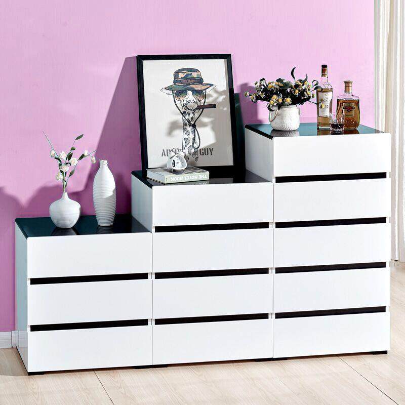 简约现代三四五斗柜黑白色烤漆卧室电视柜客厅储物收纳组合何之章
