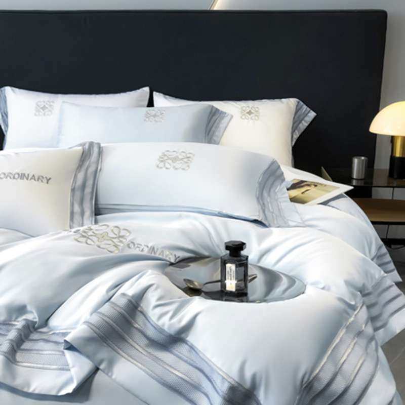 轻奢天丝四件套夏季欧式120支丝滑裸睡冰丝床单被套床笠家纺床品