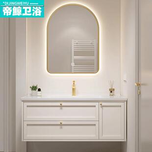 2023新款法式奶油风法式浴室柜组合橡木烤漆洗漱台洗手洗脸池卫生