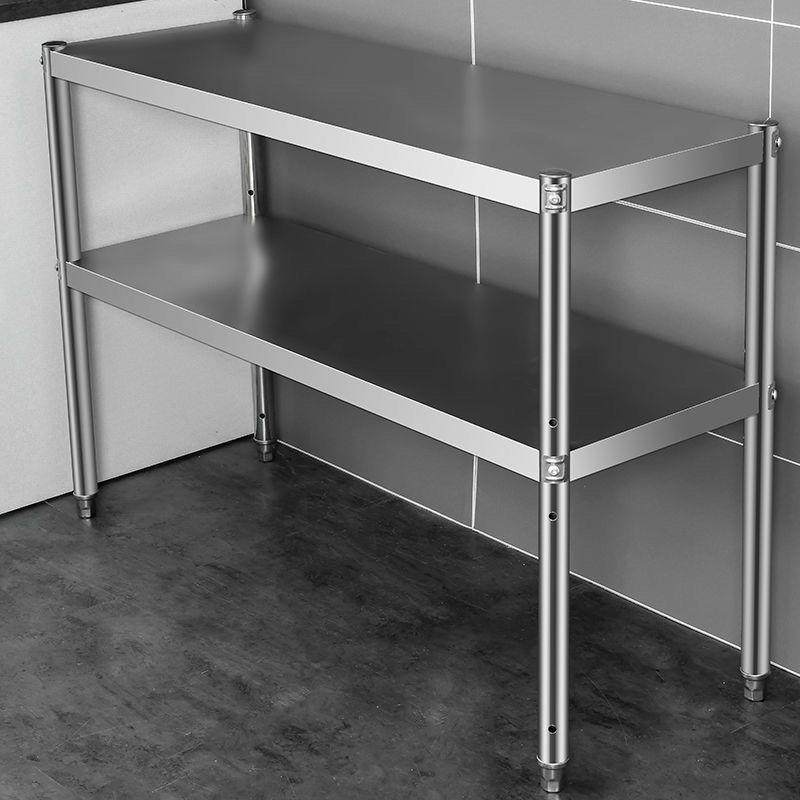 厨房不锈钢置物架2层微波炉烤箱架子落地两层多层收纳储物架子