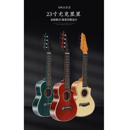 尤克里里23寸桃花芯木小四弦缺角乌克丽丽小吉他电吉他头乐器