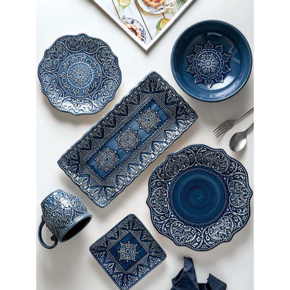 巴洛克网红盘子创意菜盘套装家用牛排餐盘欧式碟子陶瓷盘轻奢餐具