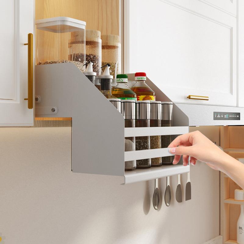 厨房收纳改造橱柜吊柜升降拉篮下拉式置物架高柜小尺寸调料调味篮