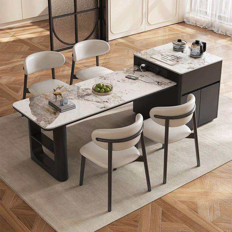 岩板岛台餐桌意式家用厨房现代一体伸缩简约高端小户型中岛多功能