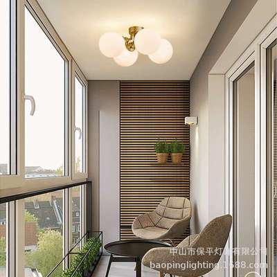 室外可旋转阳台吸顶灯玻璃灯罩面户外防虫防水led简约过道吸顶灯