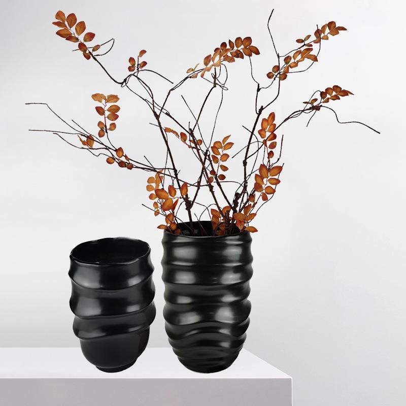 简约花器摆件现代客厅设计师样板间家装饰品陶瓷创意白色插花花瓶