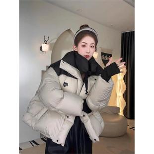 宽松加厚白鸭绒面包服外套 新款 小众设计感羽绒服女短款 2023年冬季