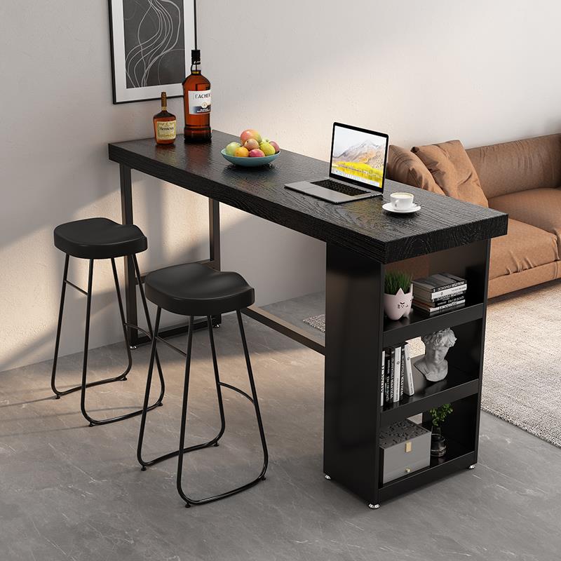 实木吧台桌小户型家用客厅隔断储物靠墙窗边长条桌高脚简约喝茶桌