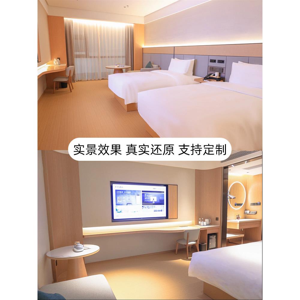 全季酒店家具4.0版标准间全套家具宾馆双床挂衣板电视柜定制图片